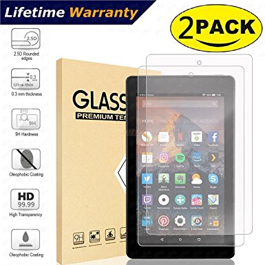 All-New Fire HD 8 Tablet Screen Protector(both 2017 and 2016 Release),DHZ Tempered Glass Screen Protector Film for Amazon Fire HD 8 2017/2016 [9H Hardness] [Crystal Clear] [Bubble Free]