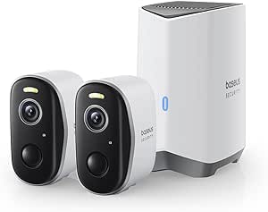 Baseus Security Caméra Surveillance WiFi Extérieur sans Fil, HD 2K, 145 Degrés, Autonomie Batterie de 210j, IP67, Vision Nocturne, Caméra Extérieure Detection Humaine, Stockage Local - Kit 2-Cam N1