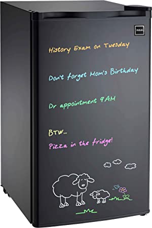 RCA 3.2 cu. ft Fridge, Black Erase Board Refrigerator with Neon Markers