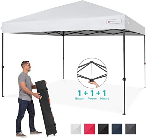 Best Choice Products 10x10ft Easy Setup Pop Up Canopy Instant Portable Tent w/ 1-Button Push, Wheeled Carry Case - White
