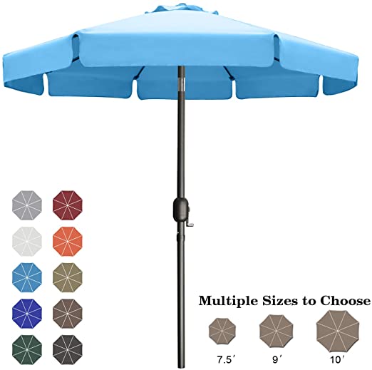 ABCCANOPY 7.5' Outdoor Garden Table Umbrella Patio Umbrella Market Umbrella with Push Button Tilt for Garden, Deck, Backyard and Pool, 8 Ribs 13 Colors,Turquoise