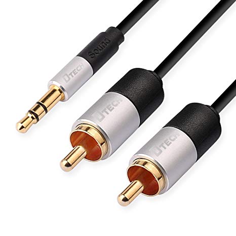 DTECH 3.5mm to RCA Audio Cable Male to Male 1.5ft 2RCA Plug Y Splitter Adapter for Car Speaker Phone