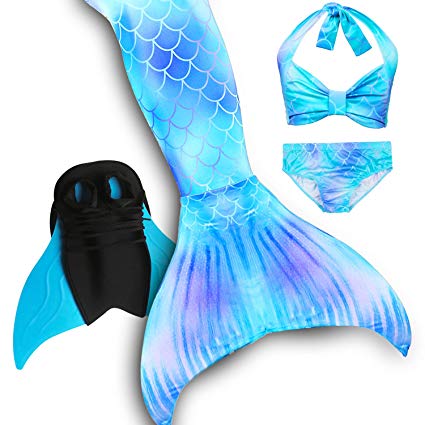 Girls Mermaid Tails for Swimming Support Monofin Kids Mermaid Swimsuits Princess Costumes