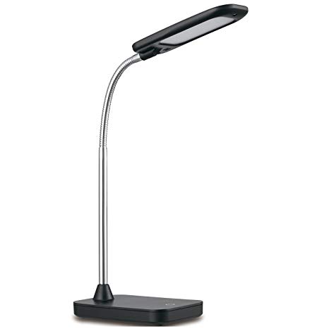 Globe Electric 12792 LED Integrated Desk Lamp, Black, Chrome Gooseneck, 5 Watts, 260 Lumens