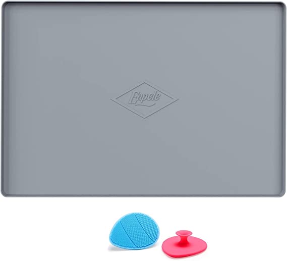 Eapele Under Sink Mat Kitchen Cabinet Tray, 28" x 22", Flexible Waterproof Silicone Made, Hold up to 2 Gallons Liquid (Gray)