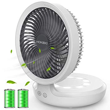 HOKEKI USB Fan Portable Table Desk Fan With Night Breathing Light Air Circulator 90 Degree Rotation Foldable Fan for Home, Office, Travel, Camping, Outdoor, Indoor Fan, 4 Speed Setting, White