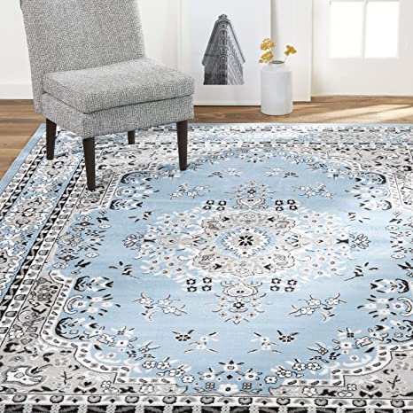 Home Dynamix Premium Asiana Traditional Area Rug, Oriental Light Blue 7'8"x10'7"