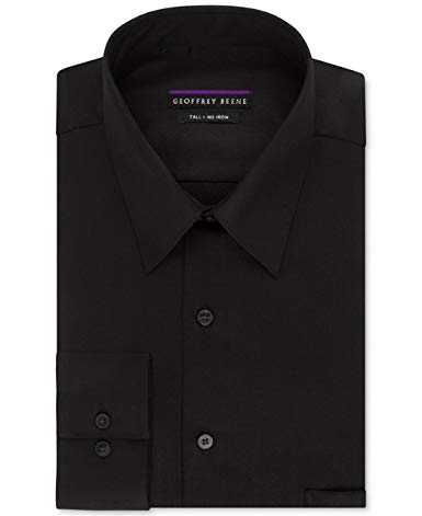 Geoffrey Beene Men's Sateen Tall Fit Solid Point Collar Dress Shirt