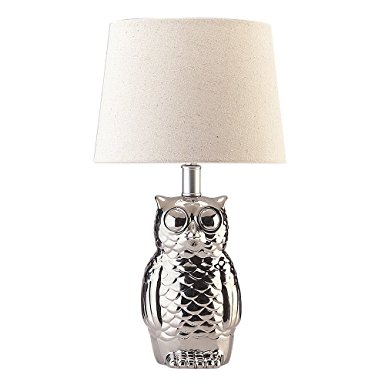 Table Lamps with Owl Shape Holder and White Linen Shade Create a Welcoming Ambiance in Hour Home with This Better Homes and Gardens Desk Lamp