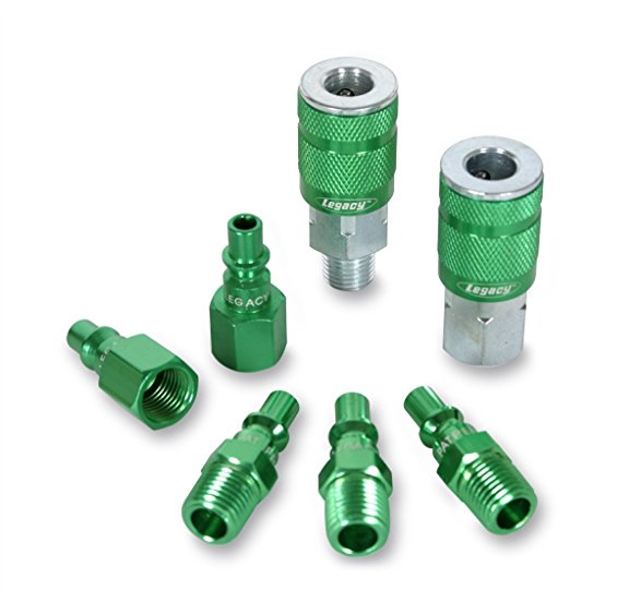 ColorConnex Coupler & Plug Kit (7 Piece), ARO Type B, 1/4 in. NPT, Green, A71457B