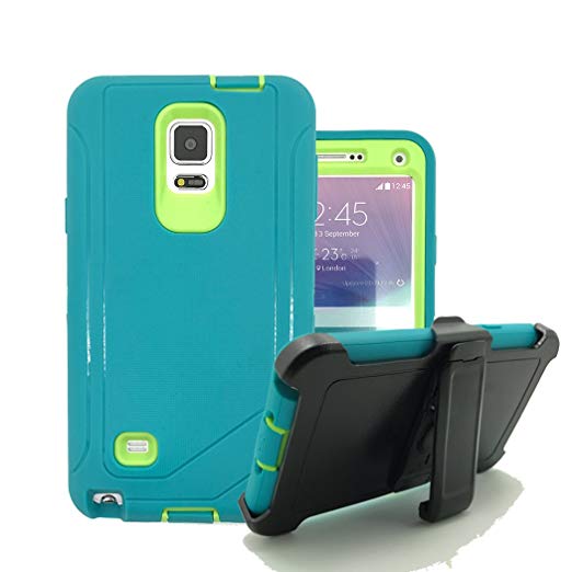 Galaxy Note 4 Holster Case, Harsel® Defender Series Heavy Duty Shockproof Impact Dustproof Full Body Military Protective with Belt Clip Built-in Screen Protector Case for Galaxy Note 4 - Teal Green