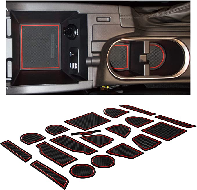 CupHolderHero fits Subaru Crosstrek 2018-2022 and fits Subaru Impreza 2017-2022 Accessories Interior Non-Slip Cup Holder Inserts, Center Console Liner Mats, Door Pocket 19-pc Set (Red Trim)
