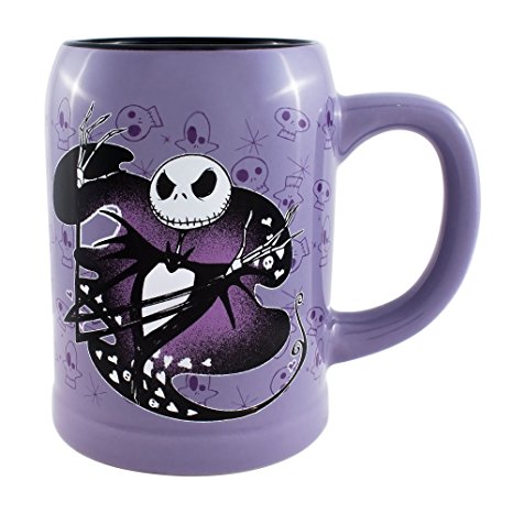 Disney NB111431 Nightmare Before Christmas Jack Hearts & Skulls Ceramic Stein, 22 oz, Multicolor