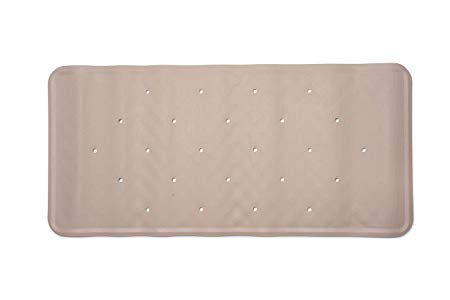Croydex Hygiene 'N' Clean Anti-Bacterial Slip-Resistant Medium Natural Rubber Suction Bath Mat, 34 x 74 cm, Ivory