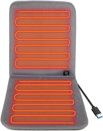 USB Heated Seat Cushion for Office Chair, Large Heating Area Heated Seat Cover Therapy Heating Pad for Back, Lumbar, Hip, Thigh with 3 Temperatures Levels, 17In*35.5In