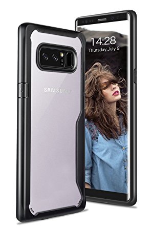 Samsung Galaxy Note 8 Case, DAUPIN [Shock Absorption] Dual Layer Hard PC Back Panel With Heavy Duty Sturdy TPU Bumper Protective Clear Case for Samsung Galaxy Note 8 (Black)