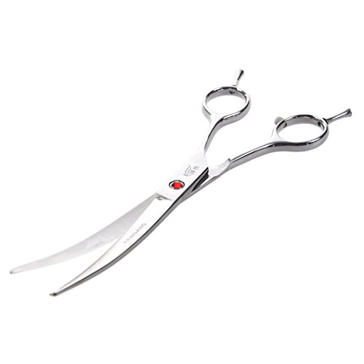 Pet Grooming Scissor - TOOGOO(R) 7" Stainless Steel Pet Dog Cat Grooming Curved Scissors Shears Hair Cutting 19cm RED