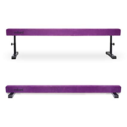 Milliard Adjustable Balance Beam, High Low [8 Feet] Floor Beam Suede Gymnastics Competition Style Training Legs