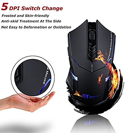 Leadrise 2.4G Wireless Gaming Mouse | 800, 1200, 1600, 2000, 2400 DPI | Frosted effect s| 7 Buttons |USB Receiver |for PC Laptop