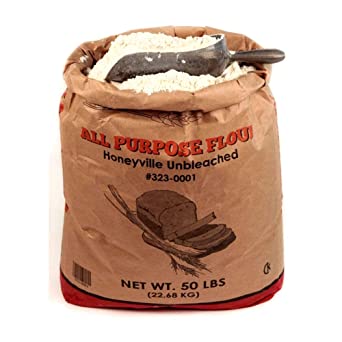 Honeyville All Purpose Flour Unbleached - Spring and Winter Wheat Patent Flour, Bulk 50 Pound Bag
