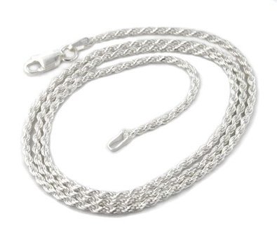 2mm Sterling Silver Diamond-Cut Rope Chain Necklace(Lengths 14",16",18",20",22",24",30",36")