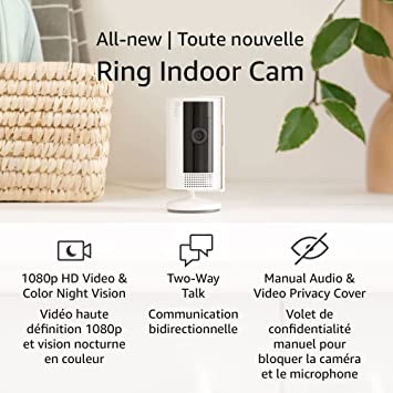 All-new Ring Indoor Cam | 1080p HD Video & Colour Night Vision, Two-Way Talk, and Manual Audio & Video Privacy Cover (2023 release) | White