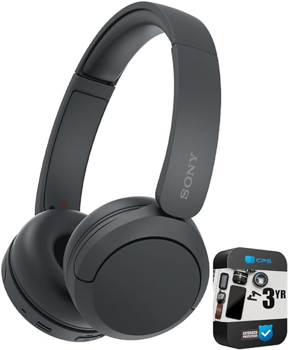 Sony WH-CH520/B Wireless Headphones with Microphone Black Bundle with 3 YR CPS Enhanced Protection Pack