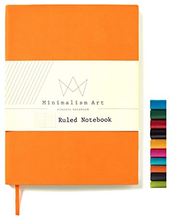 Minimalism Art | Soft Cover Notebook Journal, Size:5.8"X8.3", A5, Orange, Ruled/Lined Page, 192 Pages, Fine PU Leather, Premium Thick Paper - 100gsm | Designed in San Francisco