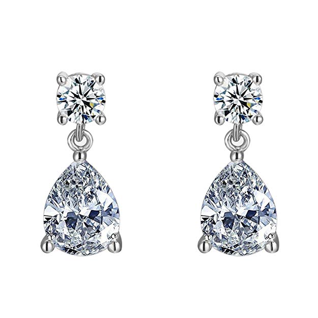 PAVOI"Hearts & Arrows" Simulated Diamond CZ Stud Earrings Wedding (D Color, VVS Clarity)