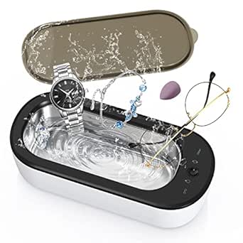 Nettoyeur Ultrasons, Nettoyeur Ultrasons Lunettes, Nettoyeur Ultrason Bijoux, 47000Hz Nettoyeur à Ultrasons, Ultrasonic Cleaner pour Bijoux, Lunettes, Bague, Montre, Dentier