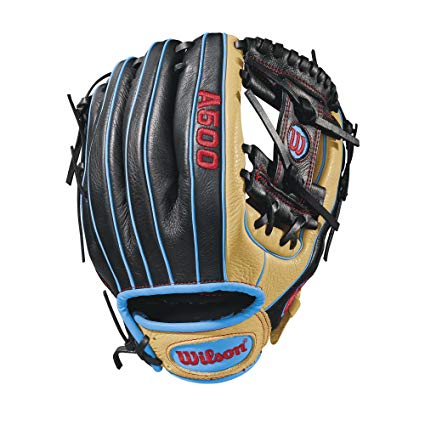 Wilson A500 Baseball Glove, Blonde/Black/Tropical Blue, 11.5”