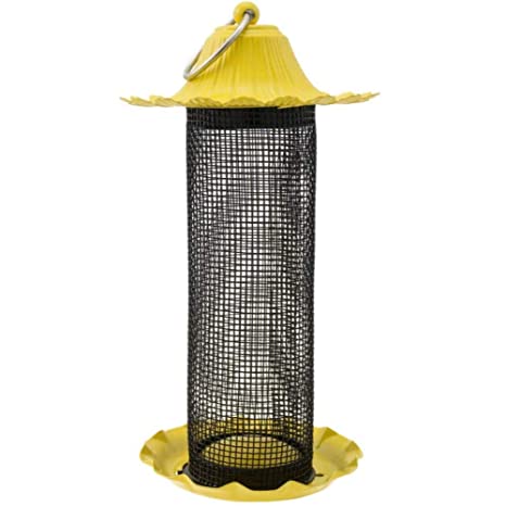 Stokes Select Little-Bit Feeders Finch Bird Feeder with Metal Roof, Yellow.6 lb Seed Capacity