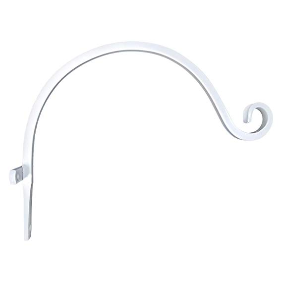 GrayBunny GB-6913W1 Hand Forged Curved Hook, 15 in, White, Heavy Duty, Beautiful Wrought Iron Outdoor Mounted Upturned Hook For Bird Feeders, Plants, Lanterns, Wind Chimes, As Wall Brackets and More!