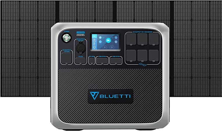 BLUETTI Solar Generator AC200P with 350W Solar Panel Included, 2000Wh Portable Power Station w/ 6 2000W AC Outlets, LiFePO4 Battery Pack, Solar Powered Generator for Home Backup, Road Trip, Off Grid