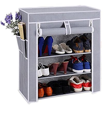 Paffy Shoe Cabinet, 4-5 Layer, Shoe Rack Organiser, Colour - Grey