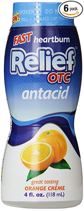 Relief OTC Liquid Antacid, Orange Creme, 4 Ounce (Pack of 6)