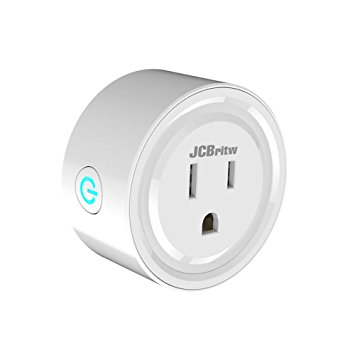WiFi Smart Plug Outlet JCBritw Mini Power Socket Outlet Timer Digital Echo Switches Remote Control, Works with Alexa Echo Dot Google Assistant, No Hub Required