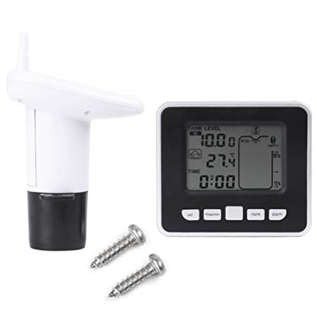 Ultrasonic Water Tank Liquid Depth Level Meter Sensor with Temperature Display,3.3 Inch LED Display