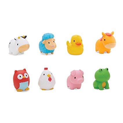 Munchkin Floating Farm Animal Themed Rubber Bath Squirt Toys for Baby - Pack of 8