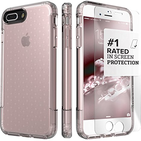 iPhone 7 Plus Case, (Clear Rose Gold) Dual-Layer Inspire SaharaCase Protective Kit Bundle with [ZeroDamage Tempered Glass Screen Protector] Slim Fit [ Shockproof Bumper] Rugged Protection