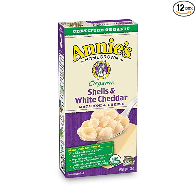 12 Boxes - Annie's Organic Shells & White Cheddar Macaroni and Cheese, 6 oz
