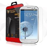 Galaxy S3 Screen Protector Costech Tempered Glass Golden GuardTM Oleophobic Coated Chemically Treated Premium High Definition Shockproof Clear 03mm Thickness 25D Curved Edge for Samsung Galaxy S3