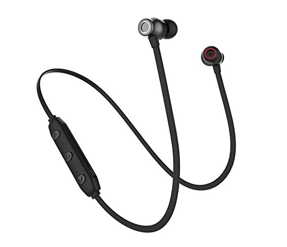 Wireless Headphones Bass Earbuds with Mic Bluetooth V5.0 Noise Cancelling in-Ear Sweatproof Earphones for Mens Sports Headsets Lightweight Portable Gym