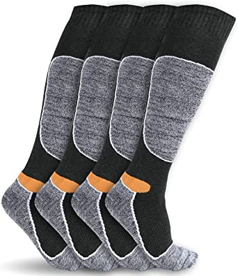 Ski Socks 2 Pairs Pack For Men Women, GRM Snowboarding Thickened Warm Stocking Warm Snow Socks For Winter Cold Weather