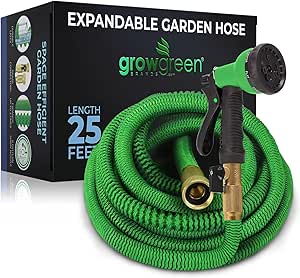 GrowGreen Expandable Garden Hose with Turbo Spray Nozzle, Premium Flexible Hose