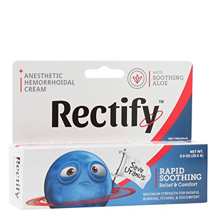 Rectify from Purity Products - Anesthetic Hemorrhoidal Cream For Rapid Soothing Relief, Comfort, and Hemorrhoid Treatment - 0.9oz (25.5g) - FDA Approved