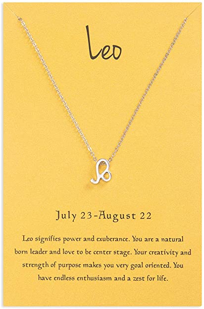 Zealmer 18K Gold Plated 12 Zodiac Sign Letter Pendant Necklace 18" Birthday Gift