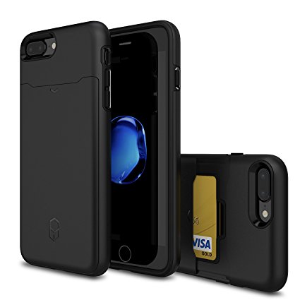 Patchworks Level Card Case Black for iPhone 7 Plus - Military Grade Protection Case, Extra Protection, Impact Disperse System, Card Holder Slot Wallet