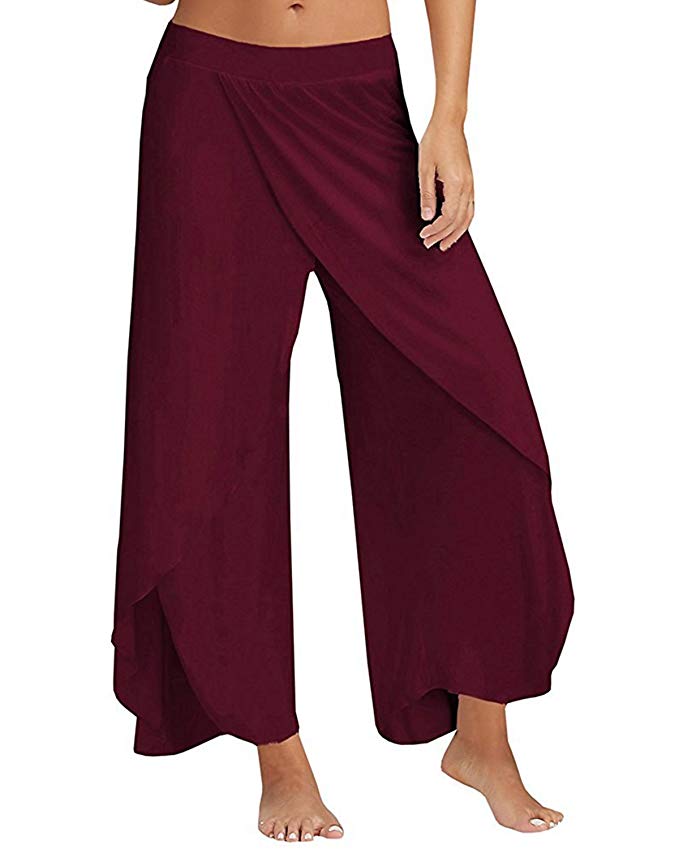 ZANZEA Womens Cropped Palazzo Pants Wide Leg Lounge Pant Flowy Capri Trouser Causal