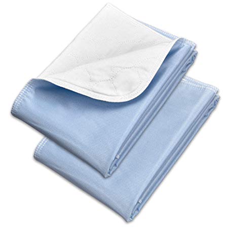 Incontinence Bed Pads 2 Pack 34" x 52" - Reusable Waterproof Underpad Chair and Mattress Protectors - Highly Absorbent, Machine Washable - for Children, Pets and Seniors- Blue - Royal Care